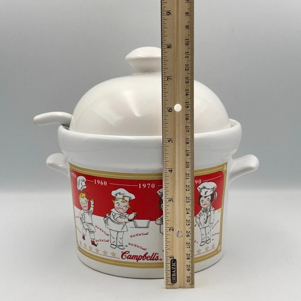 B-TP-CAMPBELL Soup Serving Bowl Tureen with Lid & Ladle Houston Harvest 2001